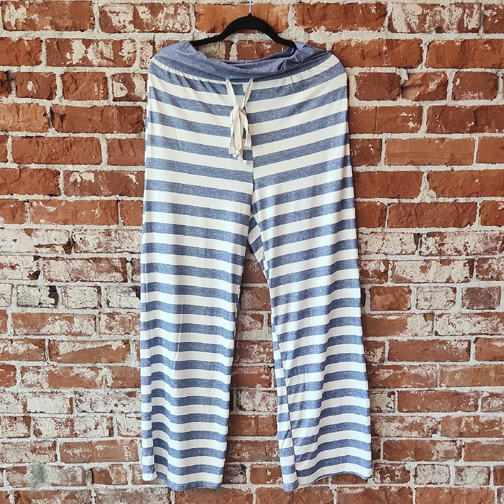 Striped Blue and White Pajama Pants
